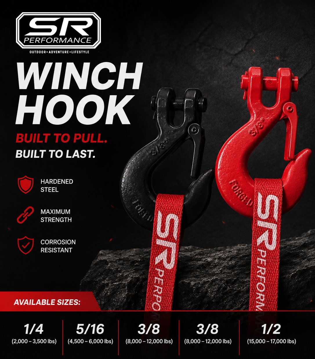 SR WINCH HOOK (HARD STEEL) BLACK